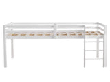 Elevated Cross Bracing Straight Ladder Twin Pine Wooden Bed White 69928690