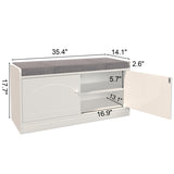 ZUN Shoe Storage Bench with 2 Door Cabinet, Entryway Bench with Shoe Storage, Shoe Bench with Cushion, W760P206351