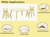 Kids Table and Chair Set with 2 Bunny Chairs, Children's Wooden Activity Table for Toddlers, Cute 80159869