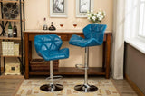 ZUN Glasgow Contemporary Tufted Adjustable Height Hidraulic Bar Stools, Set of 2, Blue T2574P164865