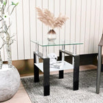 ZUN 1-Piece Modern Tempered Glass Tea Table Coffee Table End Table, Square Table for Living Room, W241104199