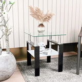 1-Piece Modern Tempered Glass Tea Table Coffee Table End Table, Square Table for Living Room, W241104199