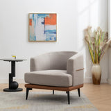 Modern Two-tone Barrel Fabric Chair, Upholstered Round Armchair for Living Room Bedroom Reading 79975814