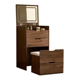 3 in 1 Vanity Desk with Flip Top Mirror, Small Make Up Vanity Set with Visible Glass Desktop, T3685P338703