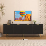 ZUN Modern warm Black TV cabinet for 80 inch TV Stands, for Living Room Bedroom W331P195807