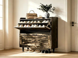 2-Drawer Top-Mounted Barn Door Shoe Cabinet Melamine Board Embossed MDF Shoe Cabinet 61546601