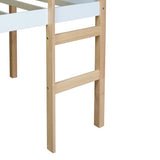 Solid Wooden, Rubber Wooden Twin Loft Bed with Ladder, Bed Platform of Strengthened W504P233031