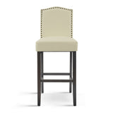 Barstools Set of 2, Counter Height Upholstered Bar Stools for Kitchen Island, Beige Rubberwood Legs N779P254675P