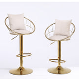 Off-White velvet bar chair, pure gold plated, unique design,360 degree rotation, adjustable W117064133