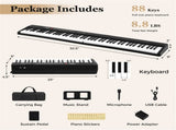 88-Key Semi-Weighted Foldable Digital Piano, 128.2722.865.08 cm Light-Up Keys Keyboard with 3 15404753