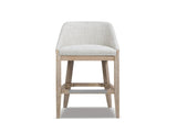 Newport 30.5" Coastal Curved Back Upholstered Barstool, Two-Tone Neutral Gray Polyester Wool Blend B2719P391775