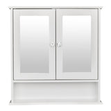 ZUN Double Door Mirror Indoor Bathroom Wall Mounted Cabinet Shelf White 74700543