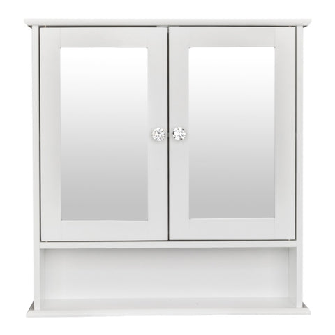 ZUN Double Door Mirror Indoor Bathroom Wall Mounted Cabinet Shelf White 74700543