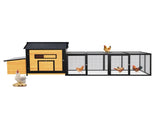 118" Large Wooden Chicken Coop Outdoor Hen House with Nesting Box, Leak-Proof Pull-Out Tray, Asphalt 27993479