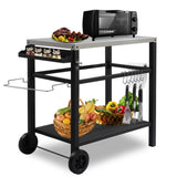 Stainless Steel Flattop Grill Cart, Movable BBQ Trolley Food Prep Cart, Multifunctional Worktable 87068651
