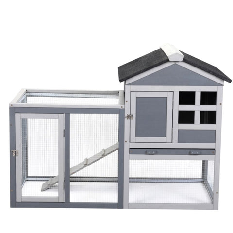 ZUN Indoor Outdoor Rabbit Hutch, Bunny Cage with Run, Pull Out Tray, Guinea Pig House for Small Animals, W2181P152979