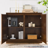 ZUN Walnut-colored Sideboard, Buffet Cabinet with 2 Outlet Holes, Storage Cabinet for Entryway, Hallway, W1801121417