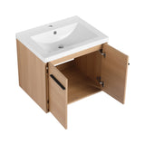 LEVISTAR Oak 24 Inch Bathroom Vanity with resin Countertop Sink, 2 Doors Bathroom Cabinet Set W1972P165042