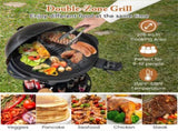 Black 1200W Electric BBQ Grill with Double-Zone Cooking, 2-in-1 Freestanding & Countertop Grill for 14283039
