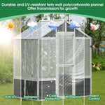 ZUN Greenhouse, Wooden Greenhouse Polycarbonate Garden Shed fors, 76''x48''x86'' Walk-in Outdoor 32329616