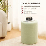 ZUN Round Teddy Fleece Ottoman with Soft Padded Seat, Multi-Functional Footrest, Vanity Chairs for 13328920