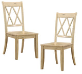 Casual Buttermilk Finish Side Chairs Set of 2 Pine Veneer Transitional Double-X Back Design Dining B01143555