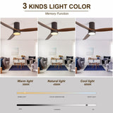 52 Inch Flush Mount Ceiling Fan with LED Light and Remote Control Solid Wood Blades W882P244710