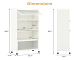 5-Tier Rolling Microwave Stand Flip Dust-Proof Doors 4 Casters with Brakes Kitchen Storage Rack 71337506