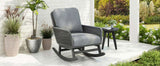 Contemporary Minimalist Gray Wicker Rocking Chair with Soft Polyester Cushions and Durable Wooden N767P229004G