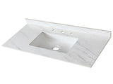 43 Inch Marble Vanity Top, White Vanity Top with Pre-drilled Faucet Holes, Bathroom Vanity Top with 02592659