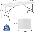 ZUN 6ft Folding Table - Portable, Heavy-Duty Table with Handle for Camping, Picnic, Party, Indoor & W1134P290656