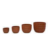 Handmade Solid Glaze Ceramic Planter Set of 4, 7/9/12/14 Inch Diameter, Terra Cotta with Horizontal W3273P321567