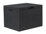 33gal Square Wood & Rattan Plastic Garden Storage Box Gray 76095805