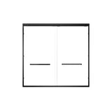 60" W x 57" H Aluminum Frame Double Sliding Shower Door, Soft-Close Matte Black Bathtub Door, 1/4" W3377P308205