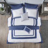 8 Piece Comforter and Quilt Set Collection Navy Full/Queen B03597092