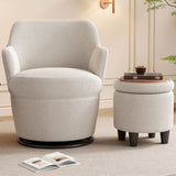 ZUN 360&deg;Swivel Accent Chair with Ottoman, Lounge Sofa with Nail Trim, Living Room Chairs, Bedroom Chair, W2113P237038