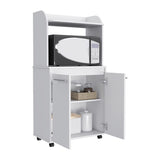 ZUN Rockford Kitchen Cart, Open Shelf, Double Door Cabinet, Two Interior Shelves B128P148971