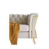 Modern Tufted Velvet Sofa 87.4 inch for Living Room Beige Color W579107798