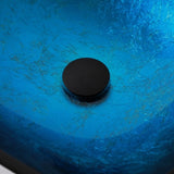 Bathroom Artistic Tempered Glass Vessel Bathroom Sink with Faucet and Pop-up Drain, Blue W1243P247452