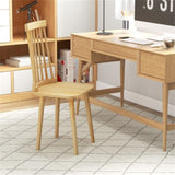 2 PCS Dining Chairs with High Spindle Back and Natural Rubber Wood Legs 72034592