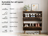 Medieval-style modern shoe cabinet, upright shoe storage unit with vertical grooved finish, W1706P465289
