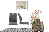 Modern Upholstery Fabric/ Chrome Dining Chair In Gray, Set of 2 B091P183621