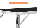 Portable Folding Bar Table with Shelf, Tradeshow Podium Table with Black Skirt and Carrying Bag, for 50301347