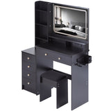 41" Large Size Left Bedside Cabinet Vanity TableCushioned Stool Dresser Set, 2 AC2 USB Power W936P230831