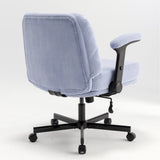 Chair with Wheels and Flip Arms-Comfy Fabric Cross Legged Office Chair with Thick Cushion&Wide Seat, 77632924