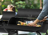 Barrel Charcoal Grill with Offset Smoker, All Metal Smoker with Side Table and Wheels for 04093405