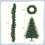 ZUN 6FT Pre-Lit Aspen Fir Artificial Christmas Tree with Wreath & Garland,Grass Green Xmas Tree with 380 21108822