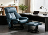 360&deg Swivel Massage Recliner Chair, 10-Point Vibration Footstool for Living Room, Blue 94968086