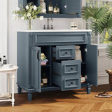 36'' Bathroom Vanity with Top Sink, Modern Bathroom Storage Cabinet with 2 Soft Closing Doors and 2 N710P230231C