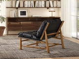 Oxford 26.5" Leather Mid-Century Modern Accent Chair, Noir Black Leather B2719P290775